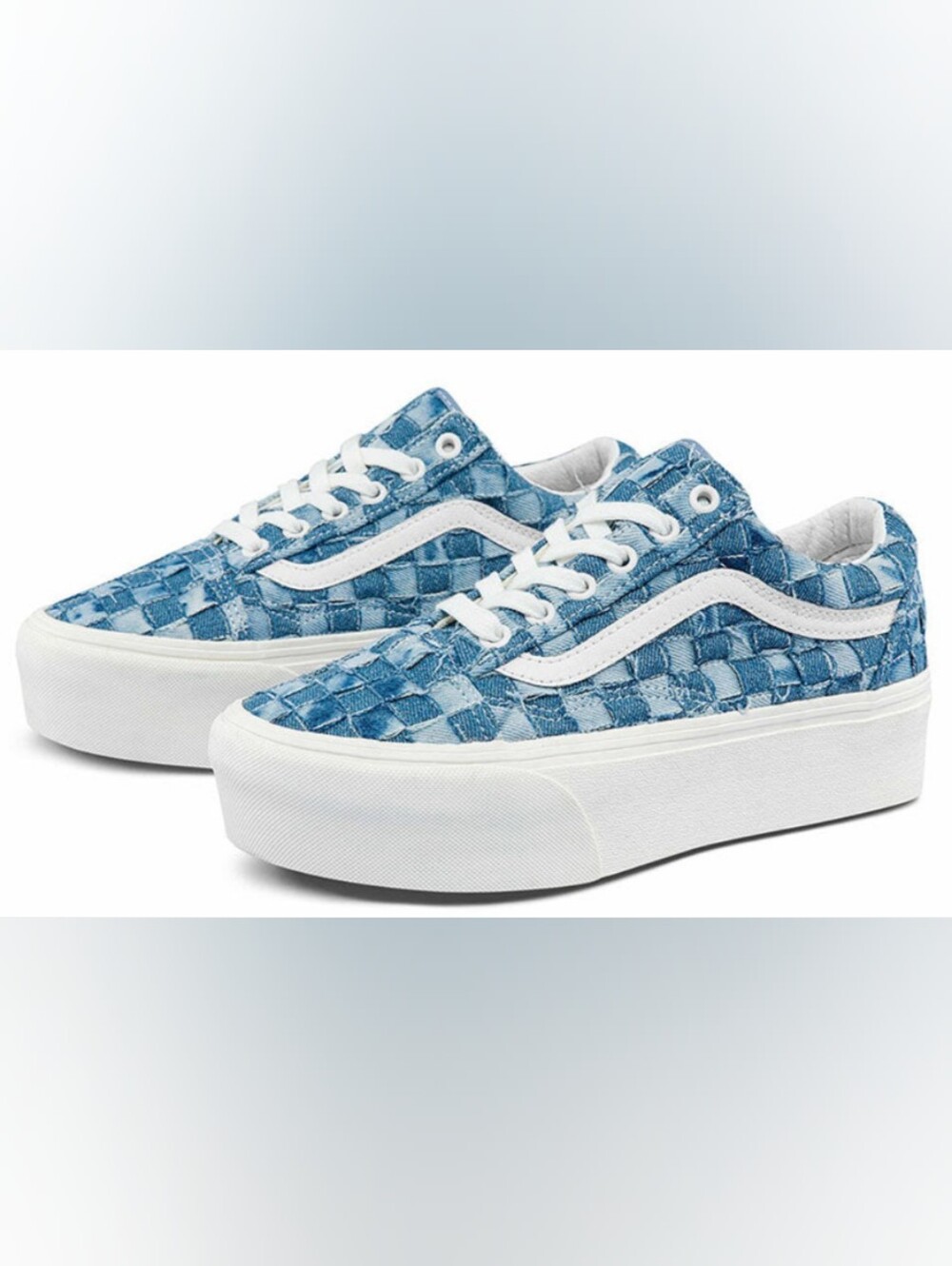 Vans Old Skool Stackform 'Woven Denim' Sneakers Size 8.5 Used W/Box